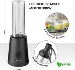 ZWILLING Stand mixer, Smoothie Maker, Inkl. Trinkflasche Mit Verschluss, 600 Ml, 300 Watt, Edelstahl/Kunststoff, Schwarz Kitchen Naty Shop