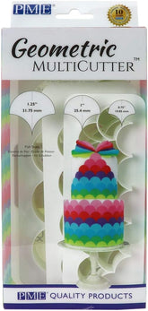 GMC194 Forme geometrice multiple pentru biscuiți - Solzi de pește/Scoică, Set de 3 forme geometrice pentru biscuiți, Solzi de pește, Mărimi mici, medii și mari, Plastic ABS, Multicolor