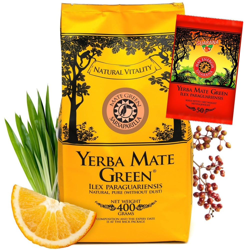 Yerba SARSAPARILLA 400G ● Ceai Mate dulce și răcoritor ● Frunze de sarsaparilla ● Ceai Mate din frunze de mate ● Ceai Yebra Mate cu GUARANA 50G ● Ceai Yerba Mate cu frunze libere 450G ● Vegan