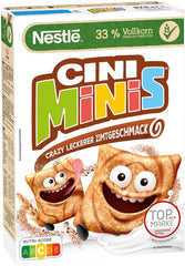 Nestlé CINI MINIS, Muesli with Cinnamon, 37% Vital Whole Grains, with Vitamins, Calcium and Iron, Crunchy Flakes, Pack of 7 (7x375g)