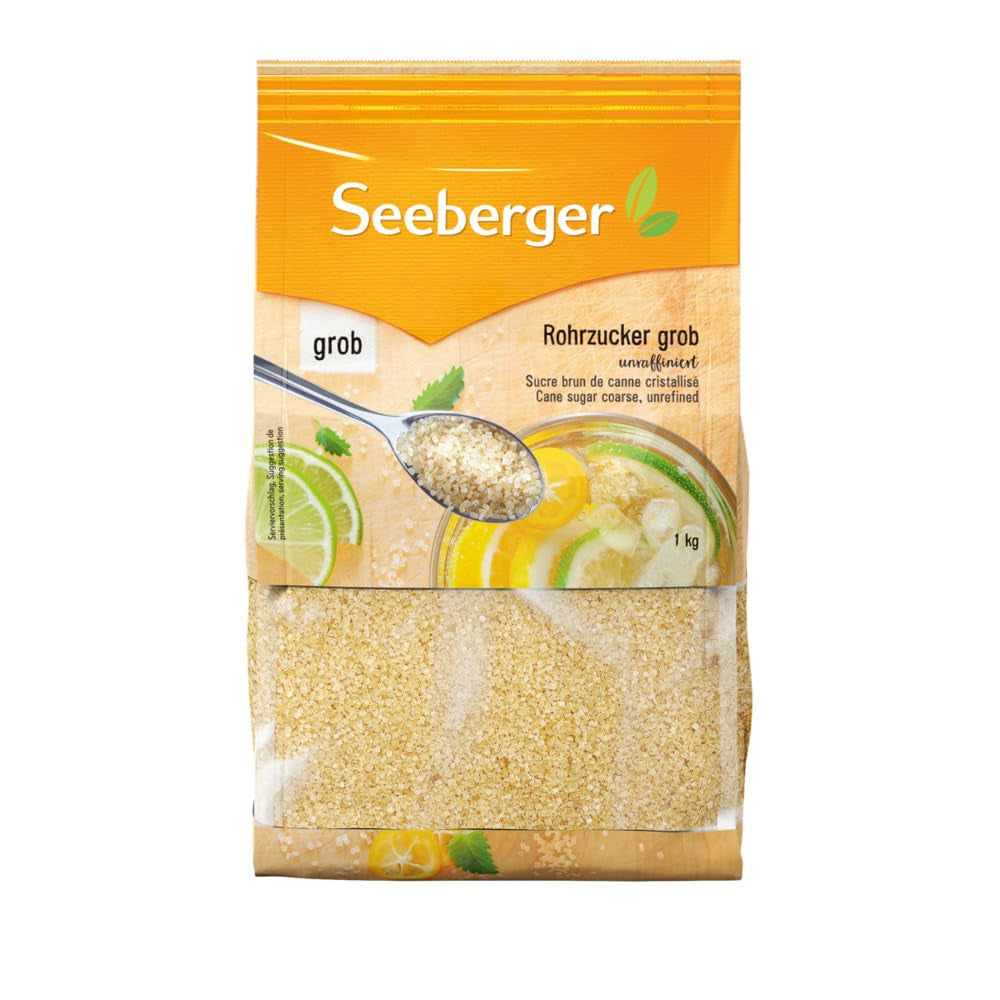 Seeberger Rohrzucker Grob 5Er Pack: Vollrohrzucker Besonders Aromatisch - Ideal Für Cocktails Und Zum Backen - Grob - Unraffiniert, Vegan (5 X 1 Kg) Sweeteners Naty Shop 1 Kg (5Er-Pack)
