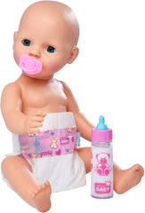 Simba 105562487 - New Born Baby First Nursing Set, dummy, diaper and milk bottle with disappearing content, for 38-43cm dolls Naty Shop Dolls
