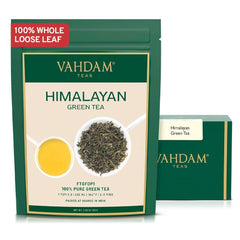 VAHDAM, ceai verde Himalayan (100 g) Ceai verde 100% pur din Himalaya | Fără gluten | Direct de la sursă din India | Preparare fierbinte/rece | Ceai verde vrac