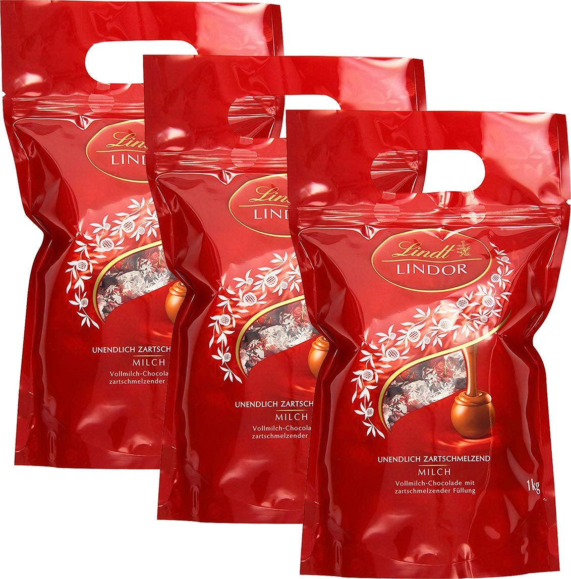 Lindt Chocolate LINDOR Balls Mixture, 399 grame Bomboane de Ciocolata Naty Shop 3 x 1 Kg Ciocolata cu lapte