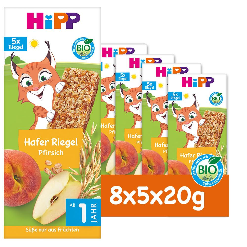 HiPP Lynx oat bars with peaches, from 1 year, 8 x (5x20g)