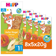 HiPP Lynx oat bars with peaches, from 1 year, 8 x (5x20g)