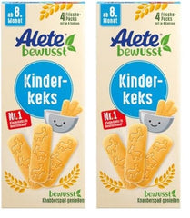 Alete Conscious Baby Biscuits, 8 Months+, Wheat Butter Biscuits for Babies, Conveniently Packed Small Snack Biscuits, Perfect for On-the-Go & In-Time, 1 x 180g (Pack of 2)
