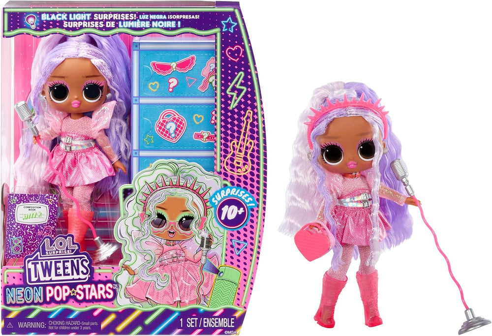 L.O.L. Surprise! Tweens Neon Pop Stars - Kitty K - 1 fashion doll with backlit surprises and 10+ Pop Star outfits and accessories, including retro micro-bands, gift for children 4+ Naty Shop Kitty K Dolls