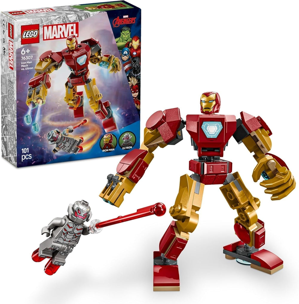 LEGO Marvel Iron Man Mech Vs. Ultron - Superhero Toy with 2 Minifigures - Action Figure with Moveable Arms, Legs and Fingers - Gift for Boys and Girls Ages 6+ 76307 Building Sets Besuche den LEGO-Store Default Title