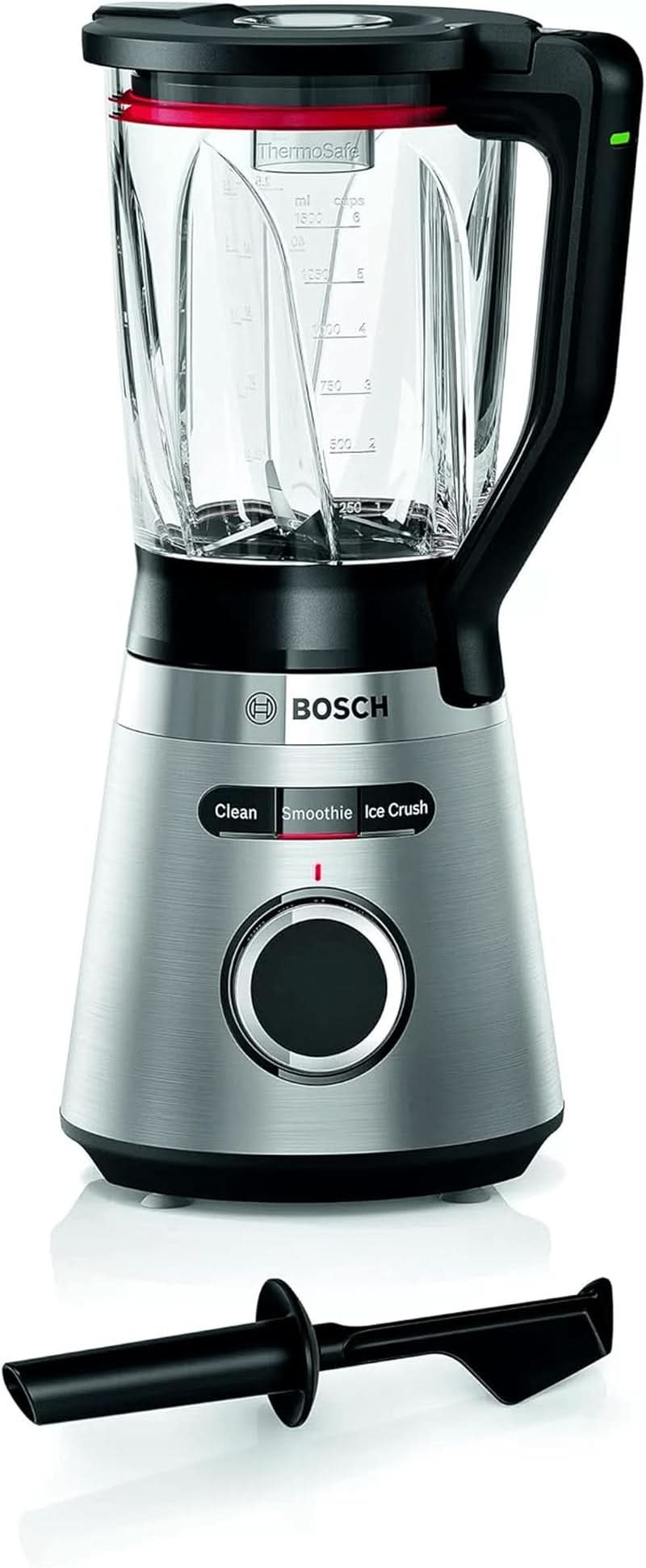Bosch Standmixer Vitapower Serie 4 MMB6382M, Edelstahl-Klingen Made in Germany, 1.5L Thermosafe Glasbehälter, Stopfer, Sicherheitsdeckel, Spülmaschinengeeignete Teile, 30,000 U/Min, 1200 W, Edelstahl Kitchen Naty Shop Standmixer