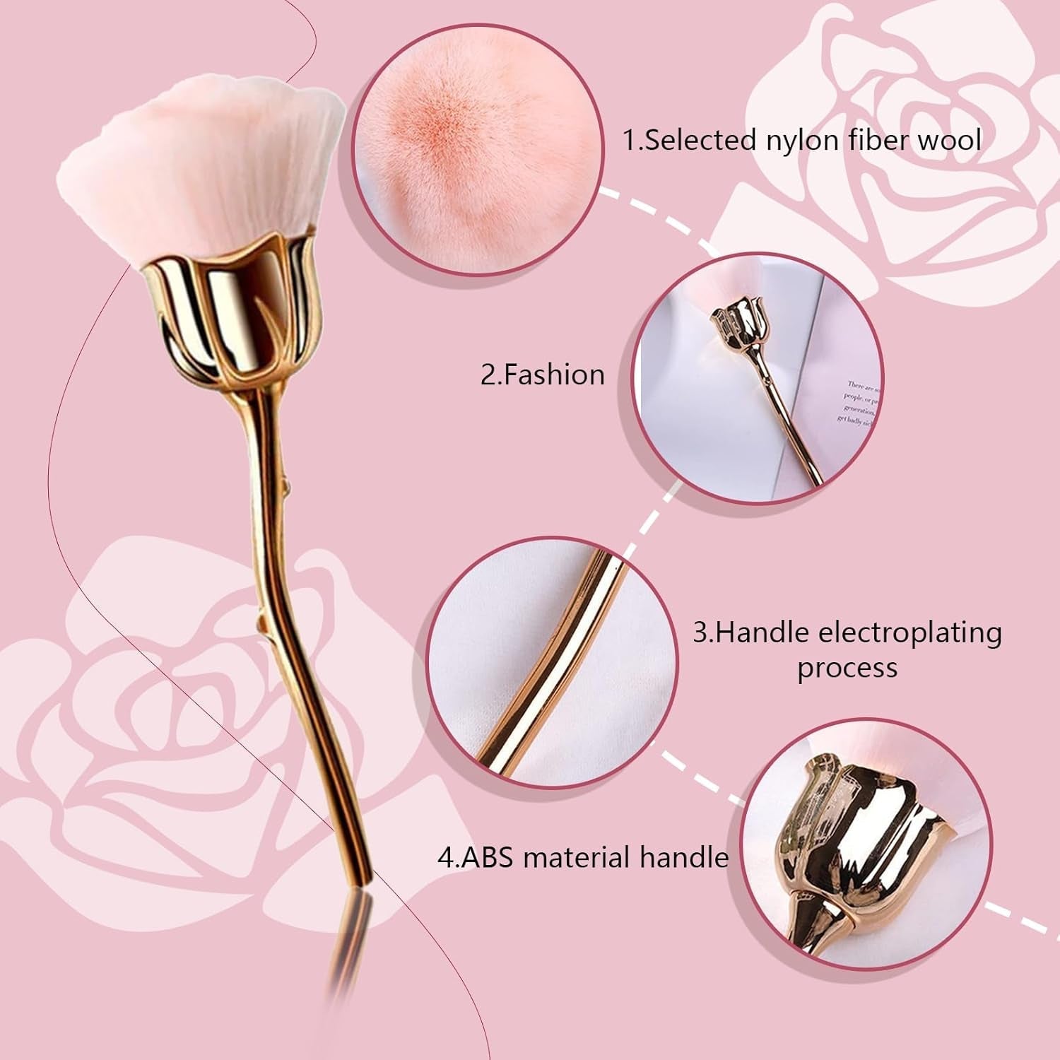 Nail Art Staubpinsel Für Maniküre Rose Kopfbürste,Nagel Kunst Staub Entferner Pinsel,Make-Up-Pinsel Weich,Zubehör Nagel Werkzeuge