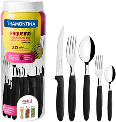 Set tacâmuri Tramontina Ipanema pentru 6 persoane, set 30 piese, oțel inoxidabil Bucatarie Naty Shop Negru