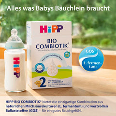 HiPP 2 Organic Combiotik (4 x 600g), follow-on milk after 6 months, with starch, natural cultures of lactic acid, GOS, Omega-3 (DHA, ALA), of the best organic quality