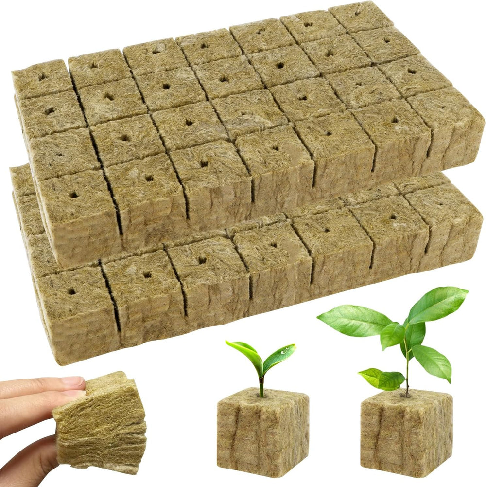 Rockwool seedling cubes, 56 pieces, 4x4x4cm. Eco-friendly and well-aerated for soilless cultivation of seedlings, cuttings and clones.