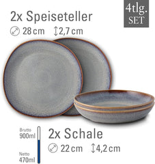 Set de masă bej Lave de la Villeroy & Boch, 4 piese, ca.