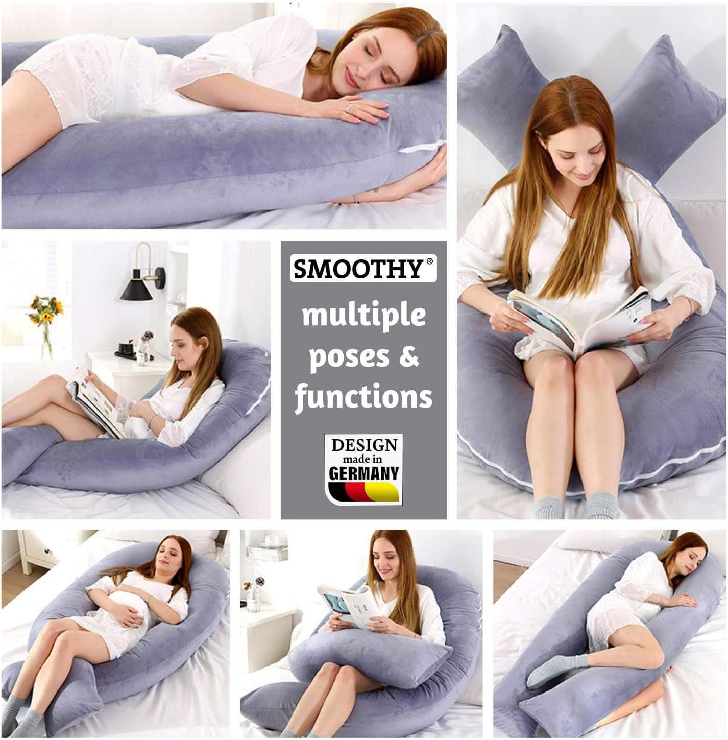 Pernă de sarcină SMOOTHY XXL, perna multifunctionala, Classic XXL, 150 X 80 cm, roz Accesorii Hrana si Alaptare Bebe Naty Shop