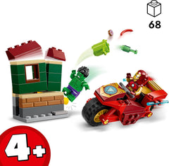 LEGO Marvel Iron Man with Bike and Hulk, Superhero Building Toy for Kids, Collection Set with Bike and Minifigures, Gift for Girls and Boys 4 Years Old 76287 Building Sets Besuche den LEGO-Store