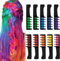 Kalolary 10PCS Pieptene cu cretă pentru păr, vopsea temporară pentru păr Pieptene cu cretă pentru păr lavabil Culoare non-toxică pentru fete DIY Cosplay Carnaval Crăciun Valentine's Day Petreceri aniversare Vopsea pentru par Naty Shop Titlu implicit