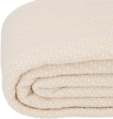 HOMLA Morris Plaid Cotton fringed blanket - Soft and comfortable blanket Cotton blanket - fine fabric 130 X 170 Cm Ecru Beds and Blankets Besuche den HOMLA-Store