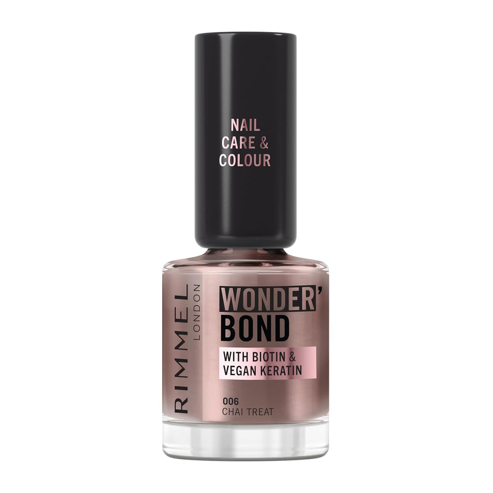 Rimmel Wonder'bond Care+Color nail polish, 006 Chai Treat, regenerates nails, with biotin and vegan keratin, modular, 12 ml