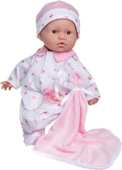 JC Toys La Baby Caucasian Baby Doll Set - 28cm Soft Washable Doll Pink Detachable Outfit with Hat, Blanket and Pacifier for 12 Months and Up Naty Shop Dolls Pink Single