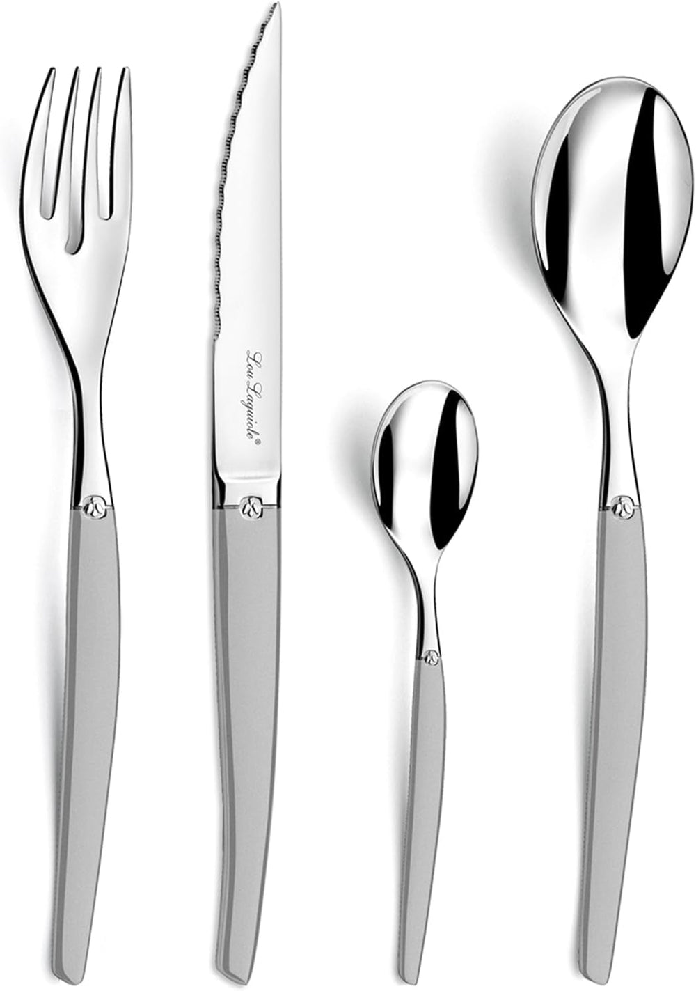 Lou Laguiole JET, Cutlery Set, Dishwasher Safe, With Microserrated Blade, Satin Stainless Steel Naty Shop
