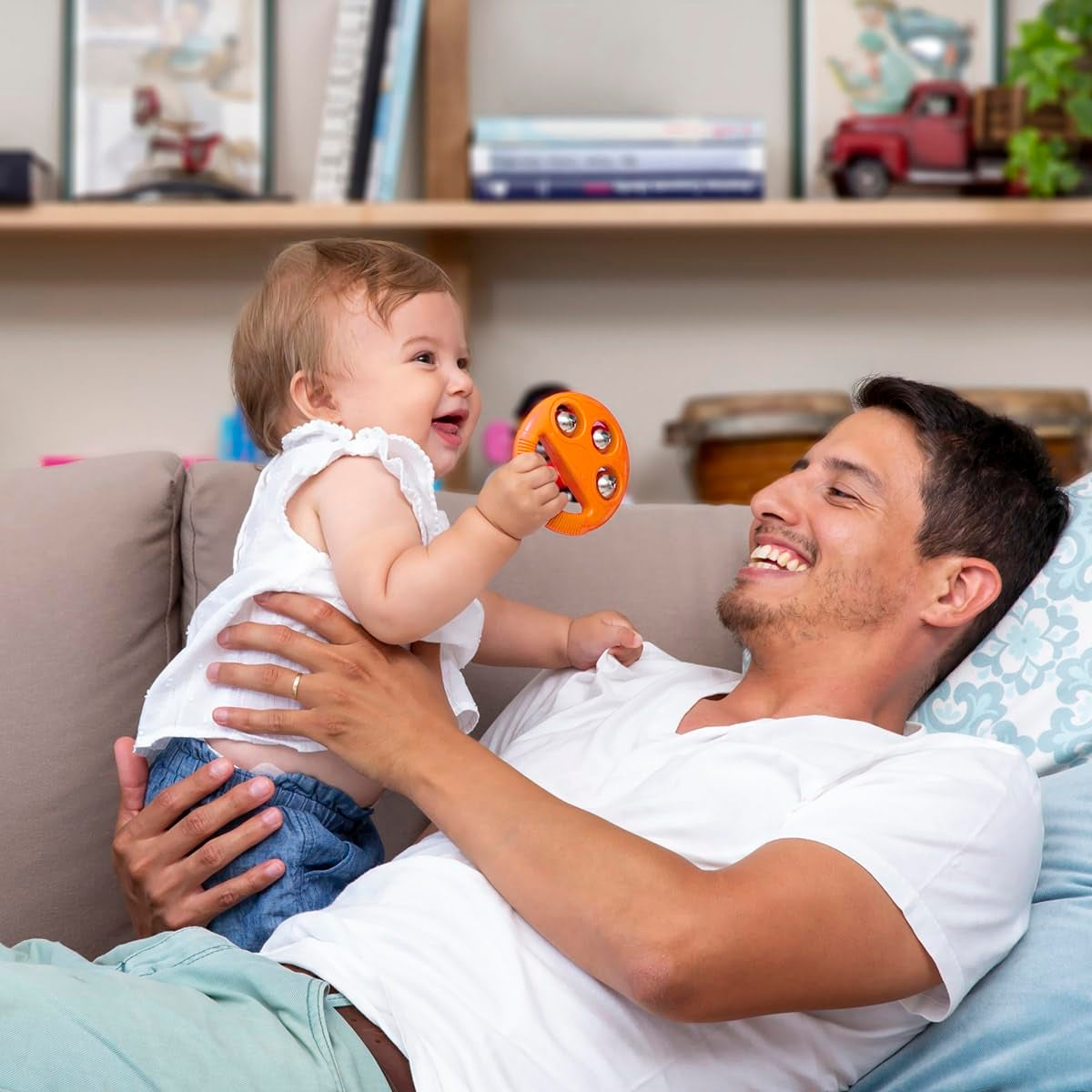 Set cadou instrumente muzicale pentru prima aniversare a bebelușului. Include Ocean Drum, Baby Maraca, Ring My Bell, Rainboshaker & Clip Clap. Jucărie muzicală senzorială pentru bebeluși. Potrivit pentru băieți și fete 12 luni + Jucarii Bebe Naty Shop