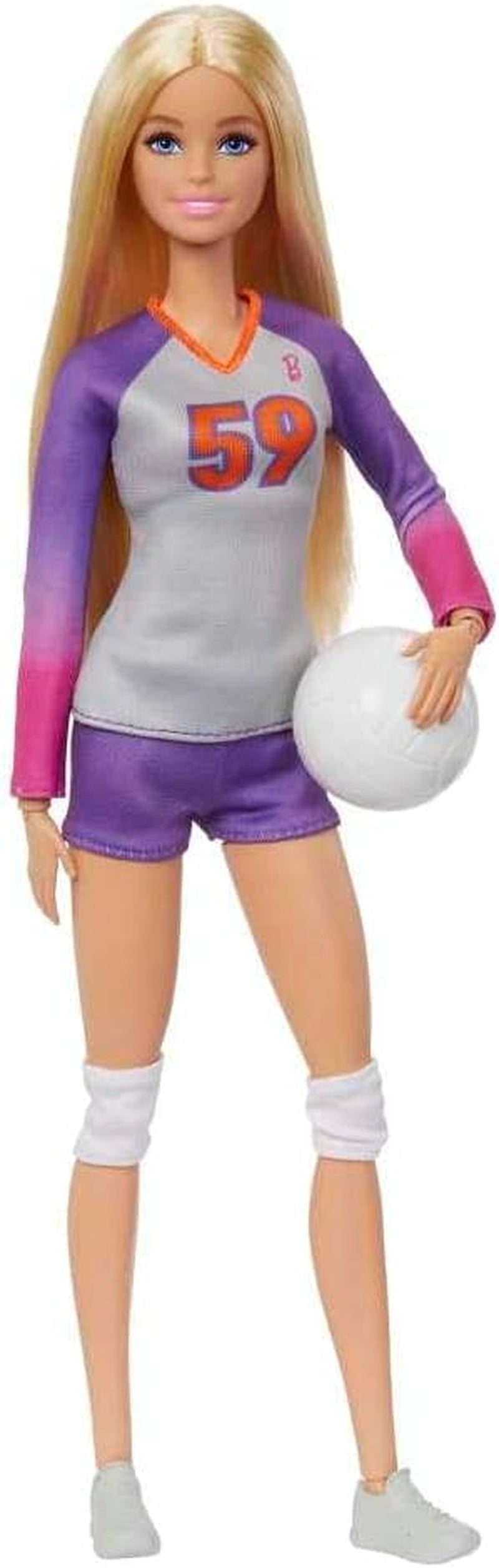 Barbie Made to Move - Păpușă jucătoare de volei cu tricou și minge - 22 de articulații pentru joc realist, include echipament de volei și sport, HKT72