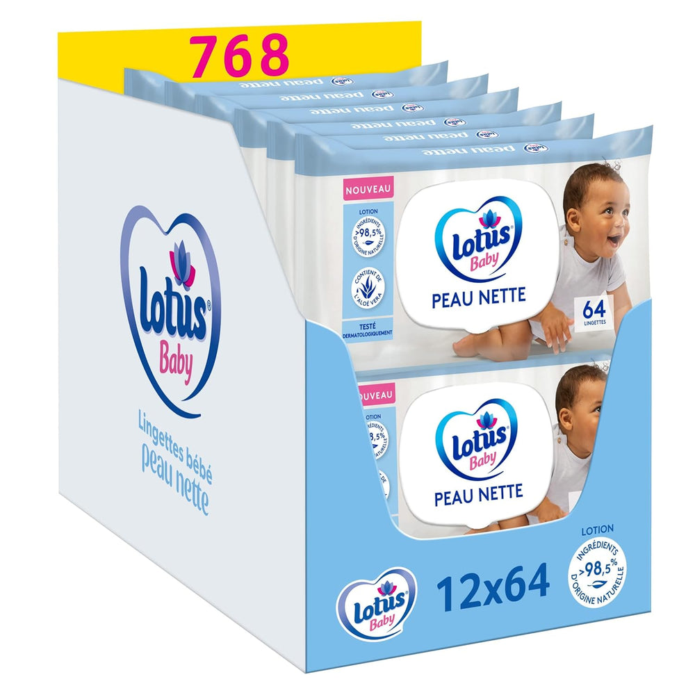 Skin Nice Baby Wipes - 768 wipes (12 x 64 pieces) - hypoallergenic and dermatologically tested