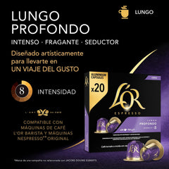 L'OR Espresso Koffiecups Lungo Profondo (200 Lungo Koffie Capsules, Geschikt voor Nespresso* Koffiemachines, Intensiteit 08/12, 100% Arabica Koffie, UTZ Gecertificeerd), 10 x 20 Cups