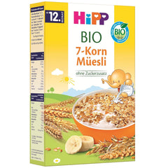 HiPP organic muesli with 7 grains (8 x 200g), from 12 months, no added sugar, extra fine pieces - easy to chew, best organic quality