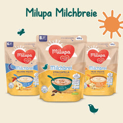 Milupa Stracciatella Milk Porridge - Gluten-free, palm oil-free baby cereal - Free from preservatives and dyes - From 8 months - 4 x 400 g