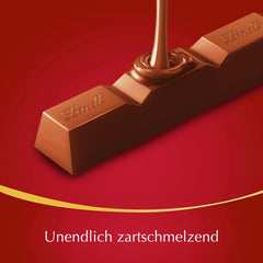 Lindt Chocolate | LINDOR milk chocolate sticks, Promotional offer | 100g | 4 LINDOR milk chocolate bars with melt-in-your-mouth filling | Chocolate Sticks (Pack of 3)