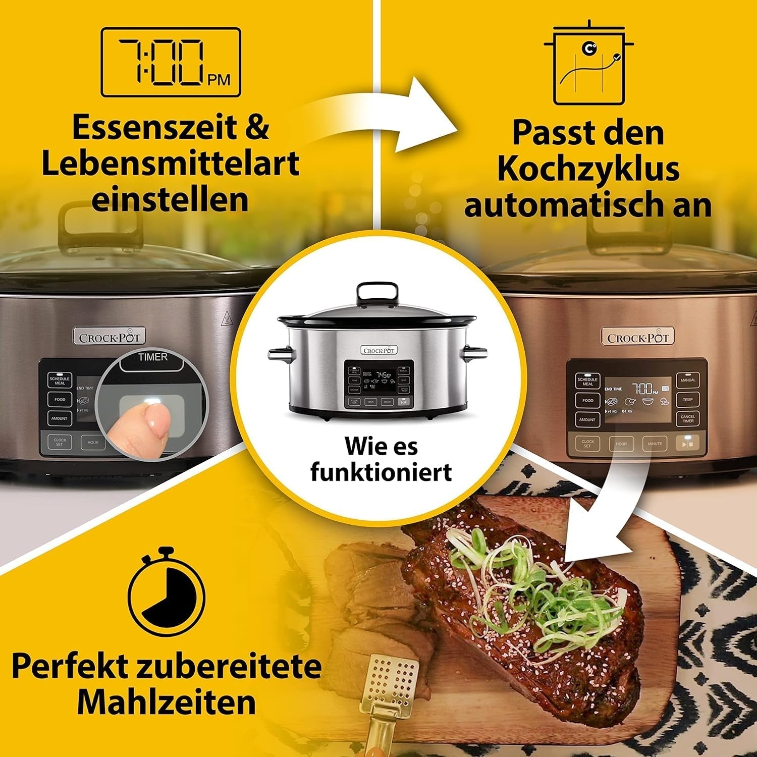 Slow cooker digital Crock-Pot Timeselect, 5.6 litri (7 persoane) Slow Cooker Naty Shop