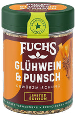Fuchs Gewürze - Glühwein und Punsch Gewürz - weihnachtliche Gewürzmischung für Wein und Punsch - aus natürliche Ingredient - 40 g in wiederverwendbarer, recyclebarer Dose