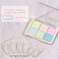 6 Farben Chrom Glitzerpulver Für Nägel, Chrome Nail Powder, Neon Pearl Nail Art Pulver Nagel Pigment Pulver Set DIY Nageldesign