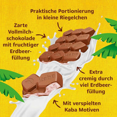 Kaba Milk Chocolate with Strawberry Cream, Filled Chocolate Bar, 90g Bar, Melt-in-your-Mouth Chocolate with Strawberry Fruity Cream and Kaba Original Flavor (Pack of 2)