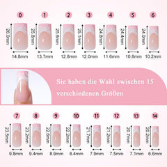 30 de bucÄÈi unghii false franÈuzeÈti - unghii artificiale pentru lipit - unghii cu gel moale pentru femei - unghii adezive acrilice, manichiurÄ pÄtratÄ (roz franÈuzesc)