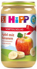 Apples with bananas and HiPP organic fruit (6 x 250g), from 5 months, no added sugar, 100% fruit, best organic quality