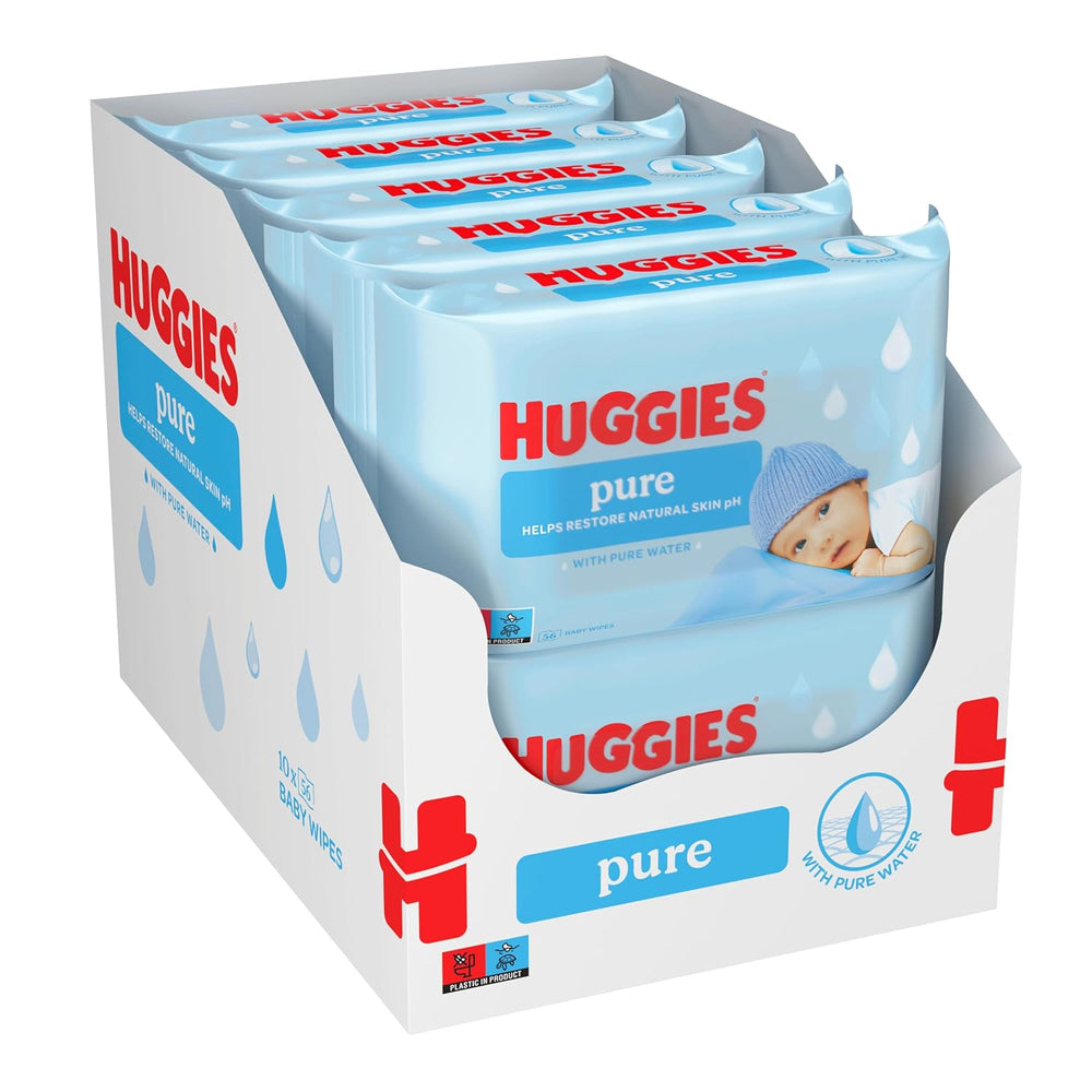 Huggies Pure Baby Wipes 18 Pack (1008 Wipes Total) - 99% Pure Water - Fragrance Free for Gentle Cleansing and Protection - Natural Wipes