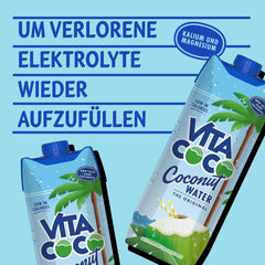 Vita Coco Pure Coconut Water 6 x 1 liter, natural moisturizer with electrolytes, gluten-free, full of vitamin C and potassium Naty Shop