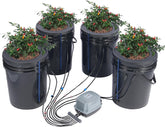 VEVOR DWC Hydroponic Grow System Drip Pot Kit Hydroponic Grow Systems Deep Water Cultivation 4 20L Buckets with Air Pump Air Stones and Water Level Indicator for Green Leaf Vegetables