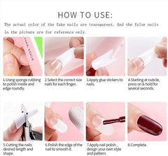 500 buc unghii false artificiale acrilice franceze naturale, sfaturi de artă cu cutie pentru femei și fete