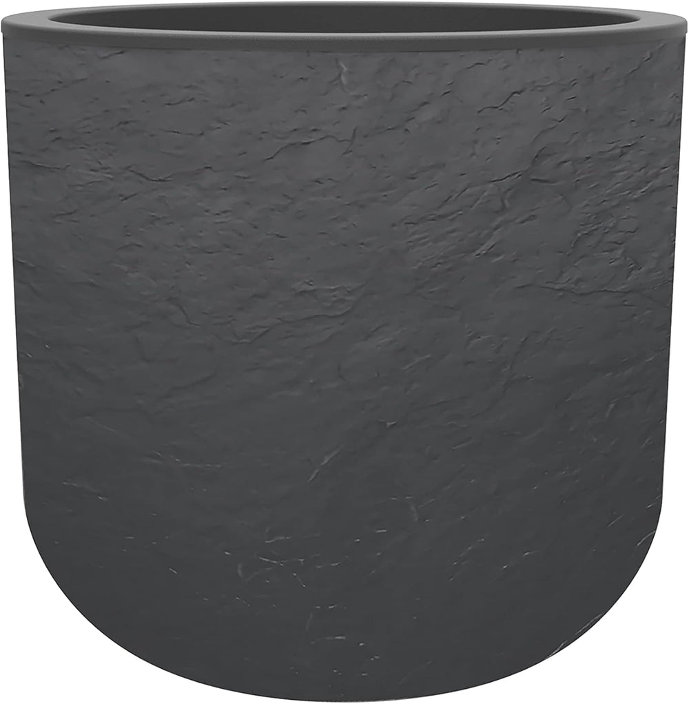 - Ghiveci rotund, 40 cm, Volcania'Up 32,5 l, aspect piatră, perete simplu, zonă rezervor apă, Ø 38,5 x Î. 36,8 cm, gri antracit