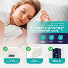 Pernă ortopedică pentru gât ZenPur 40x60-13cm, pernă pentru cap din spumă cu memorie - pernă ergonomică pentru somn, pentru gât și umeri, certificată Oeko-TEX