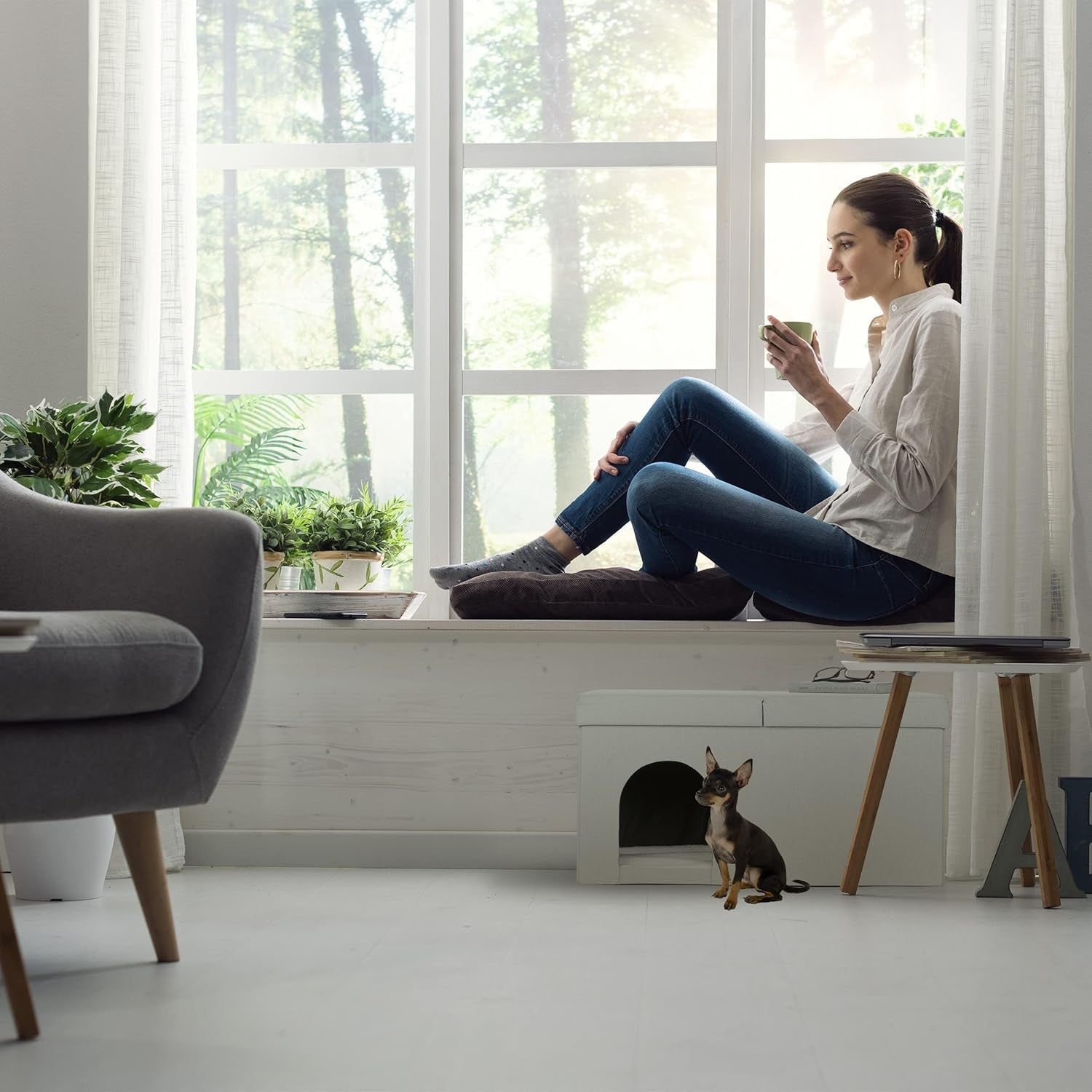 Relaxdays Peșteră Pliabilă pentru Pisici, Bancă Rezistentă, Mobilier de Interior pentru Pisici, Ascunziș pentru Animale de Companie, ÎxLxA: 38,5 x 74,5 x 37 cm, Bej, 1 Bucată