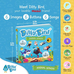 DITTY BIRD Baby Animal Songs: Jucărie pentru copii cu 6 butoane sonore pentru a cânta și a învăța limba engleză. Jucarii Bebe Naty Shop