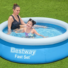 Above ground pool Bestway Fast Set without pump, Ø 183 x 51 cm, blue, round, 940 liters, TriTech material, self-assembly, safety valve, incl. repair patch