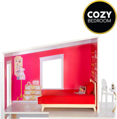 Rainbow High Townhouse - 3-Stöckiges Holzpuppenhaus mit 5 Bunten Zimmern & Terrasse - Komplett Eingerichtetes Haus mit Funktionierendem Lift und Zubehör - Spielzeug für Kinder von 4 bis 12+ Jahren
