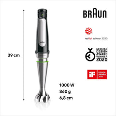 Braun Household Hogar Multiquick 7 Mixer, Spritzschutz, Spülmaschinenfest, Bpa-Frei, 600 Ml, Zerkleinerer 500 Ml, Eisklinge, MQ 7035XBI, 1000 W, Schwarz, MQ7035XBI Kitchen Naty Shop
